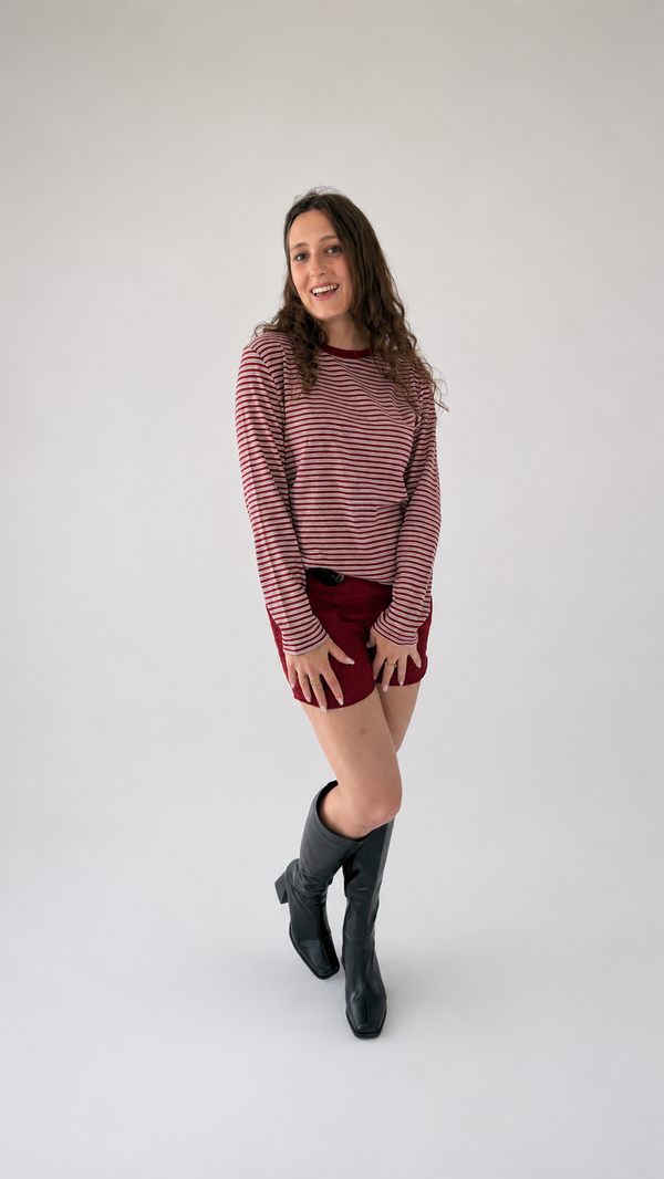 Le top Madeleine — gestreepte longsleeve met ronde hals